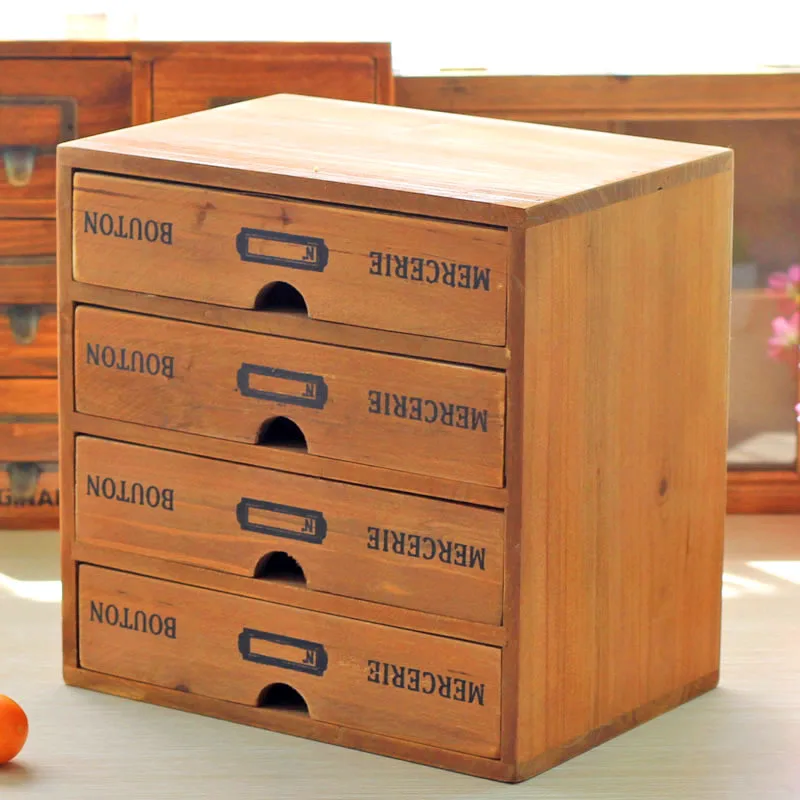 ZAKKA Винтаж реального деревянный ящик для хранения с 4 ящика подражать старинное творческий мебель шкаф для хранения ювелирных изделий коллекции случае