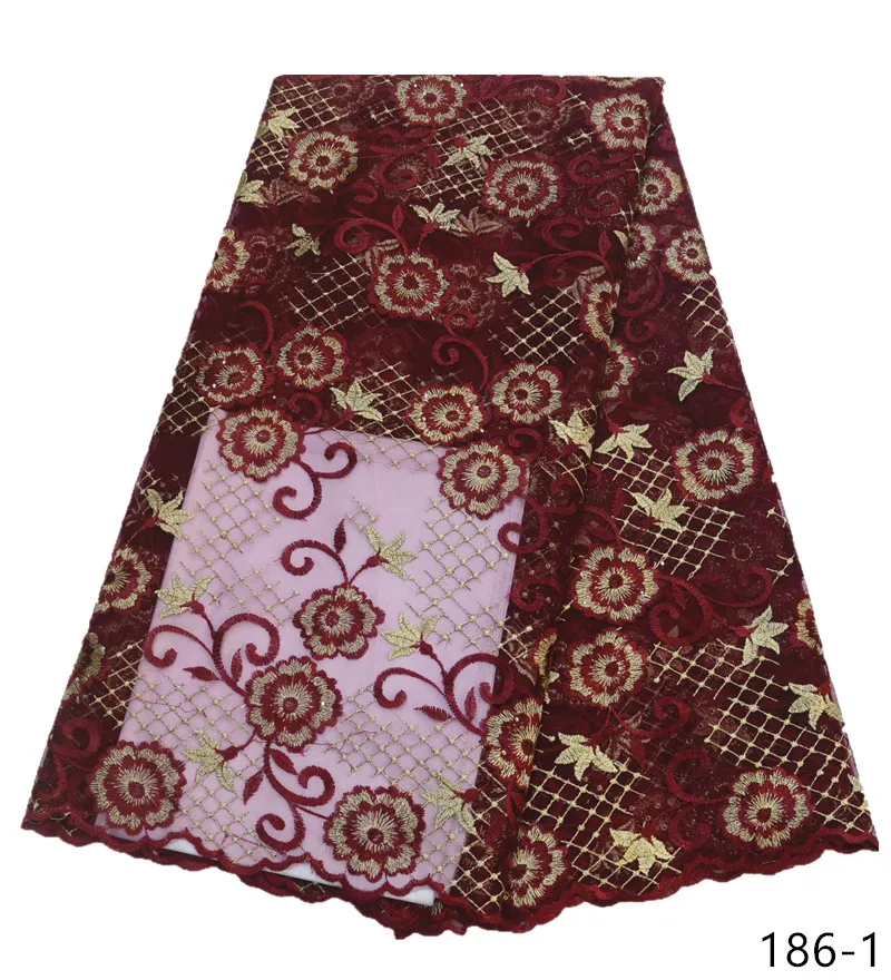 

African Lace Fabric 2019 Embroidered Nigerian Laces Fabric Bridal High Quality French Tulle Lace Fabric For Wedding Party 186
