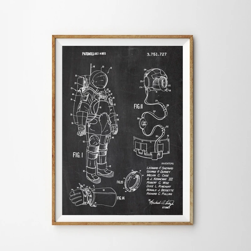 Космические запатентованные плакаты и принты космические кораблики чертежи плакат холст живопись научная настенная Художественная Картина Декор идея подарка