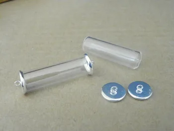 

Diy tube shap glass globe with two same ring base for silver base no filler glass globe jewelry pendant 40x12mm