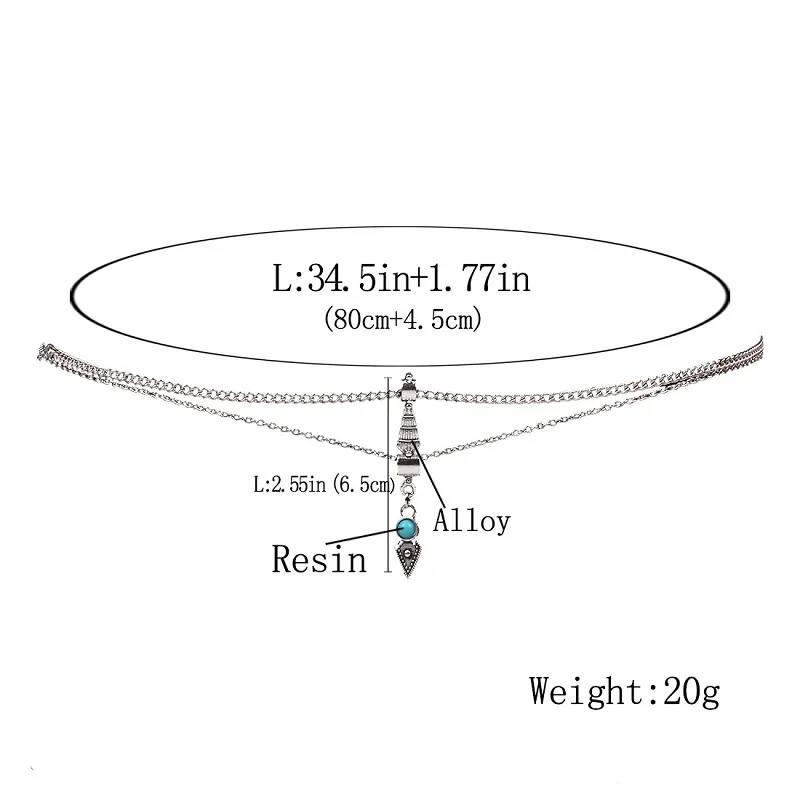 Двухслойная цепочка на талию из сплава в богемном ретро стиле, круглая подвеска с кисточкой, алюминиевая цепочка на талию для йоги