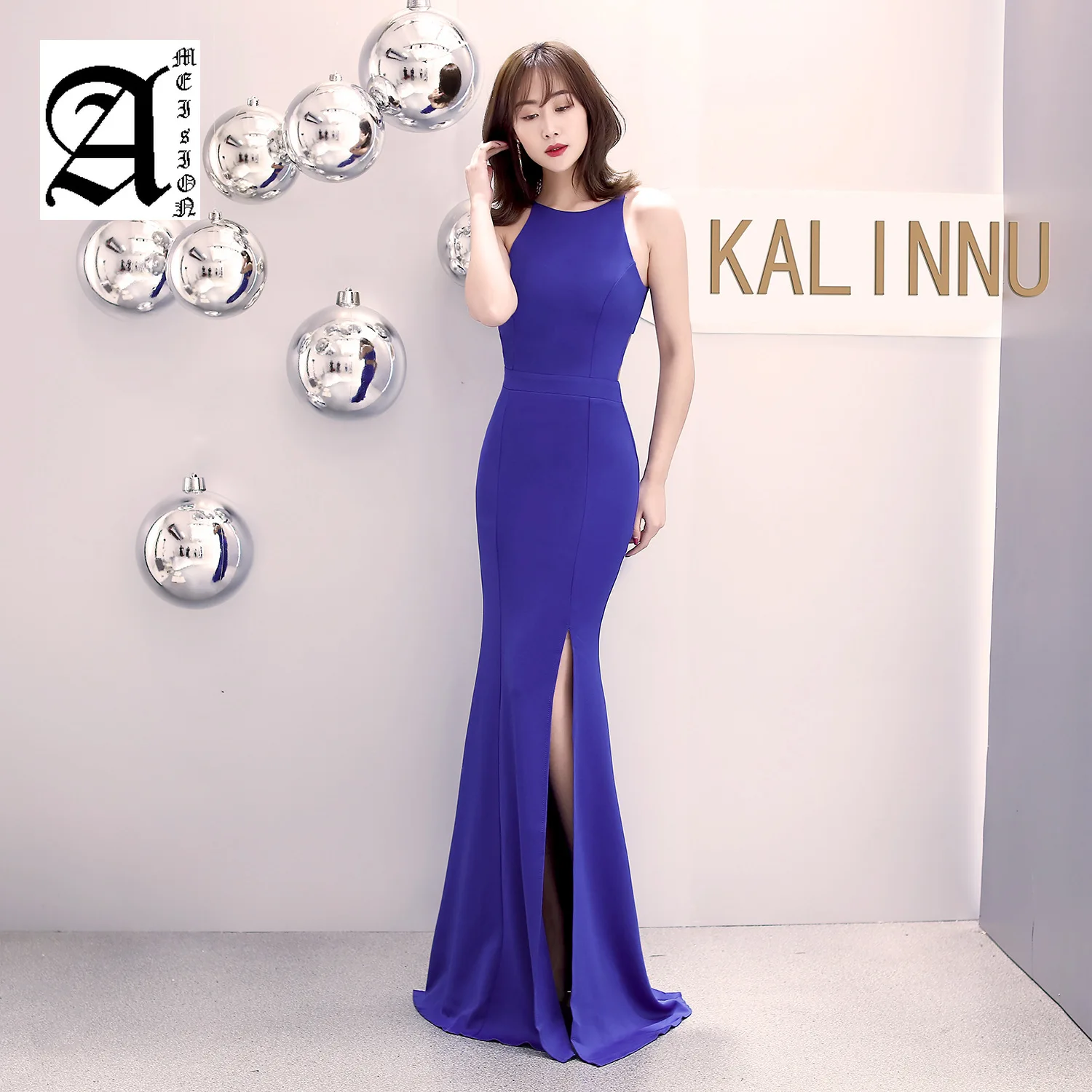 

2019 Simple Satin Long Mermaid Evening Dresses Fashion Slim Sleeveless Solid Color Party Evening Dress Toast Clothing