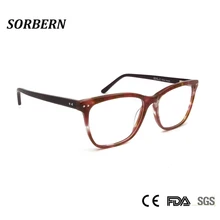 SORBERN винтажные оправы для очков мужские и женские ретро квадратные очки модные заклепки оптический, ацетатный оправа с прозрачными линзами очки