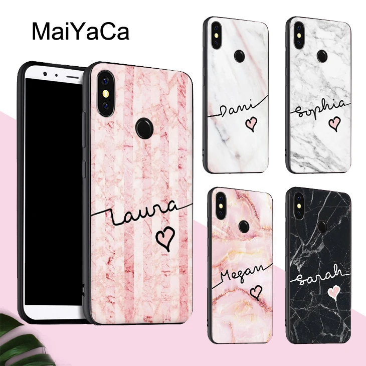 

MaiYaCa Custom Name Marble Case For Xiaomi Redmi Note 5 Plus Mi 8 Lite 9 6X A2 Note 7 Case Redmi 4X 6A 6 Pro S2 Max 2 3 Cover
