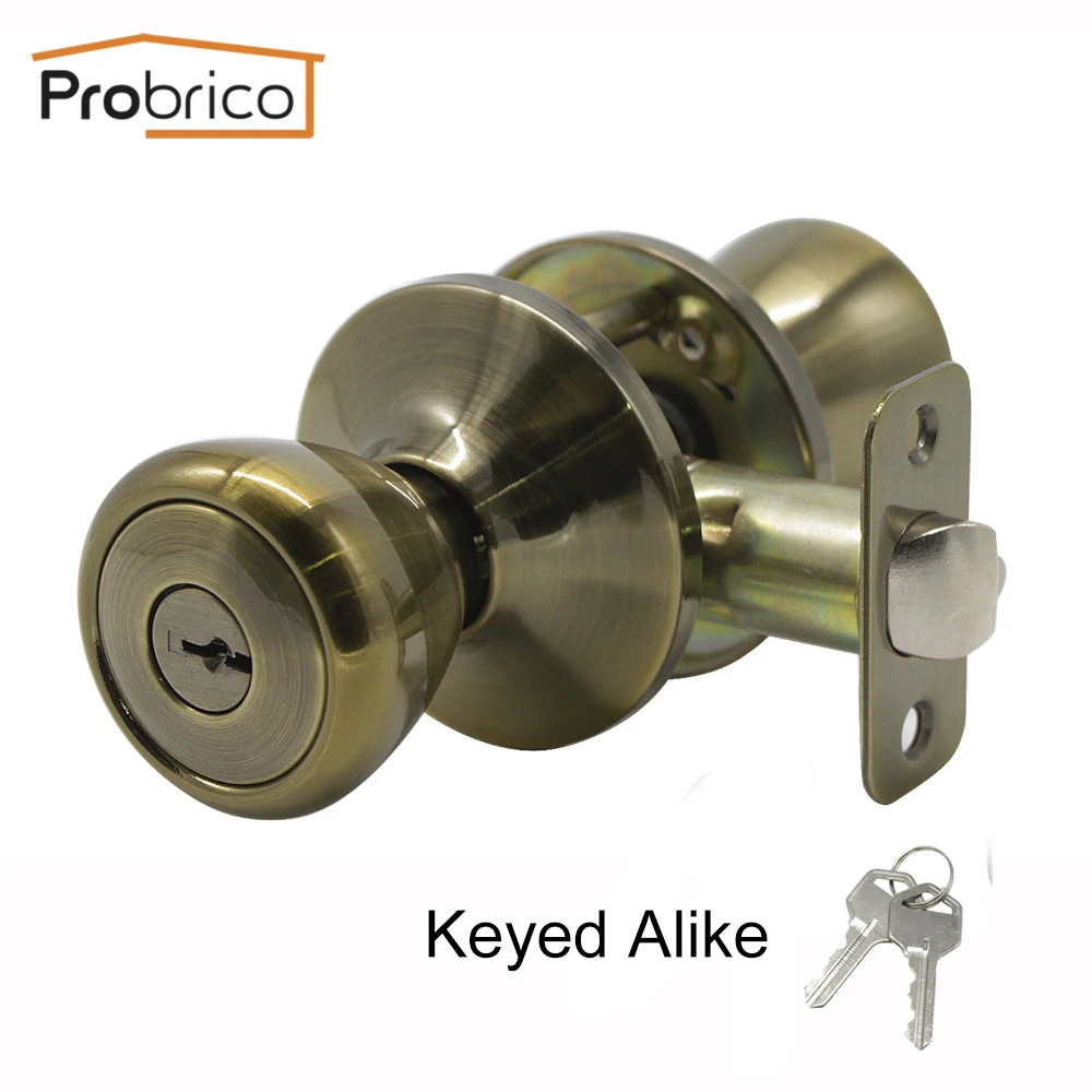 Probrico Keyed Alike Door Locks Antique Bronze Tulip Knob Entrance Lock