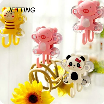 

JETTING 1PC Cute Animal Suction Cup Towel Rack Hook Holders Frog Panda Pig Bee Pattern Bathroom Sets Cartoon Sucker Suction Hook