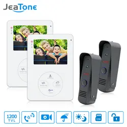 Jeatone Hands-free Видео-Телефон Двери Интерком Камеры Дверной Звонок Глазок Камеры 2 Открытый Станции Запись Видео Монитор Домофон