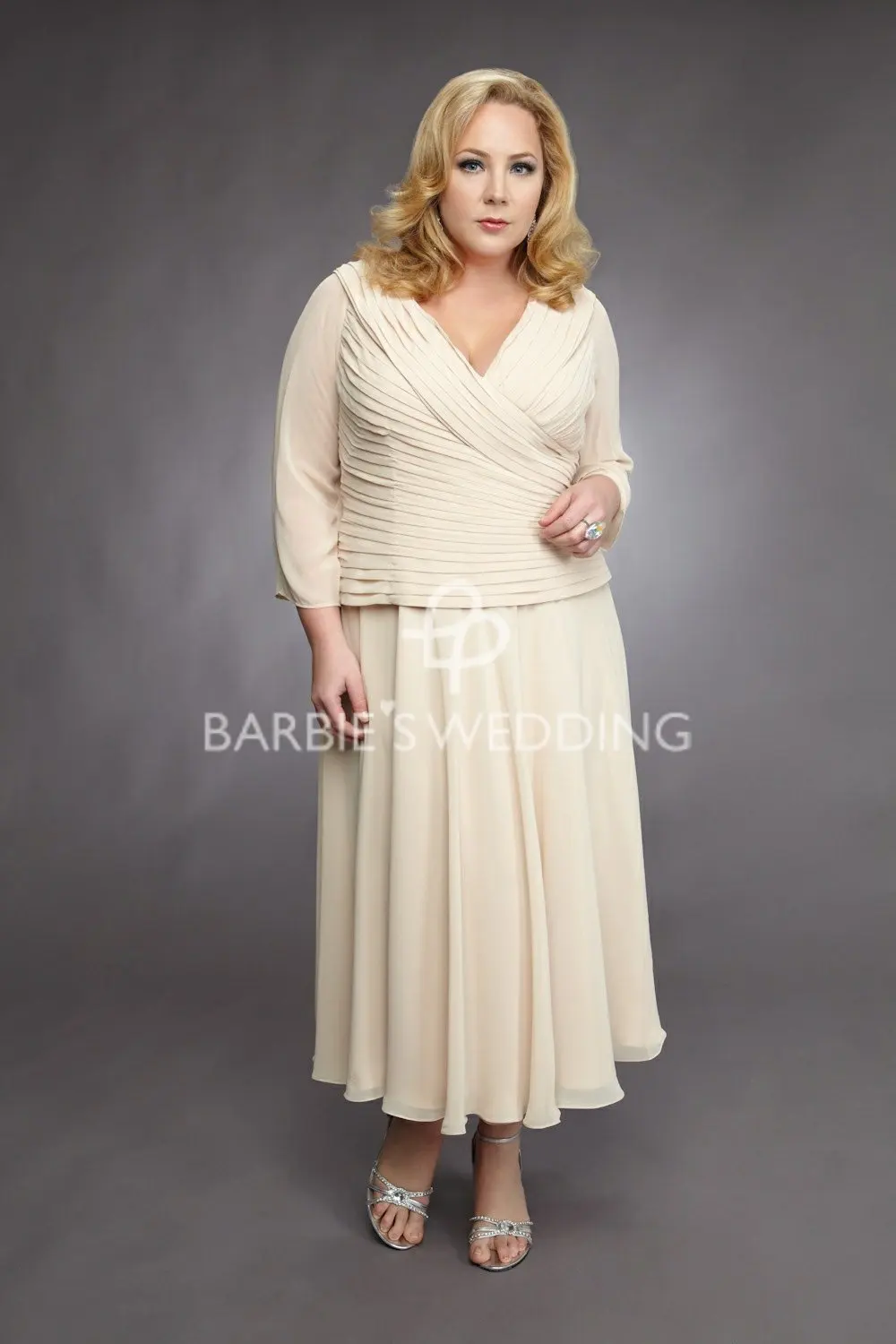 Mother Of The Bride Dresses Tea Length With Sleeves 7
