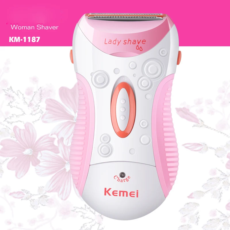 KEMEI KM-1187 леди перезаряжаемые электрический Эпиляторы Портативный Удаления Волос беспроводной влажной/сухой для женщин бритвы