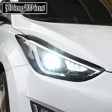 Фары автомобиля для hyundai Elantra 2012- светодиодный фара DRL Bi Xenon объектив Высокая Низкая луч парковка желтый включение сигнала спереди