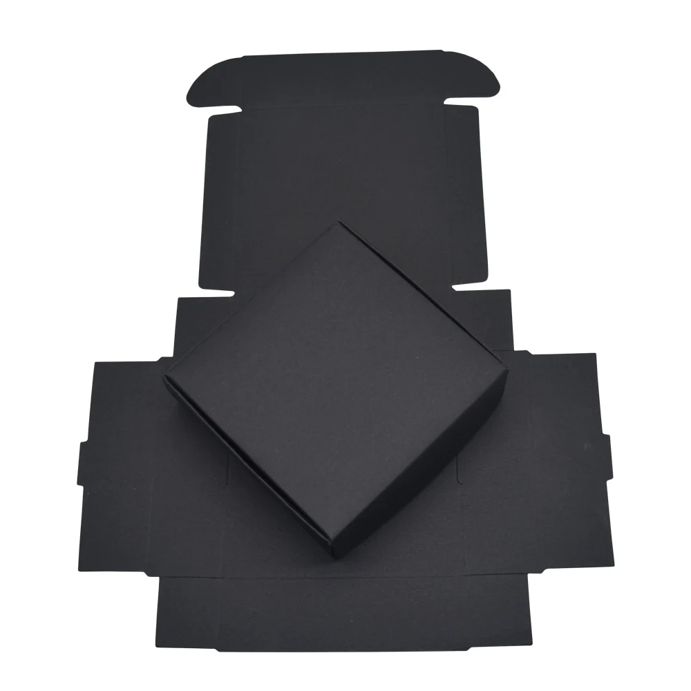 

7*7*2.2cm Black Paper Boxes for Wedding Party Gift Packing DIY Handmade Soap Candy Package Kraft Paper Box Decoration 50pcs/lot