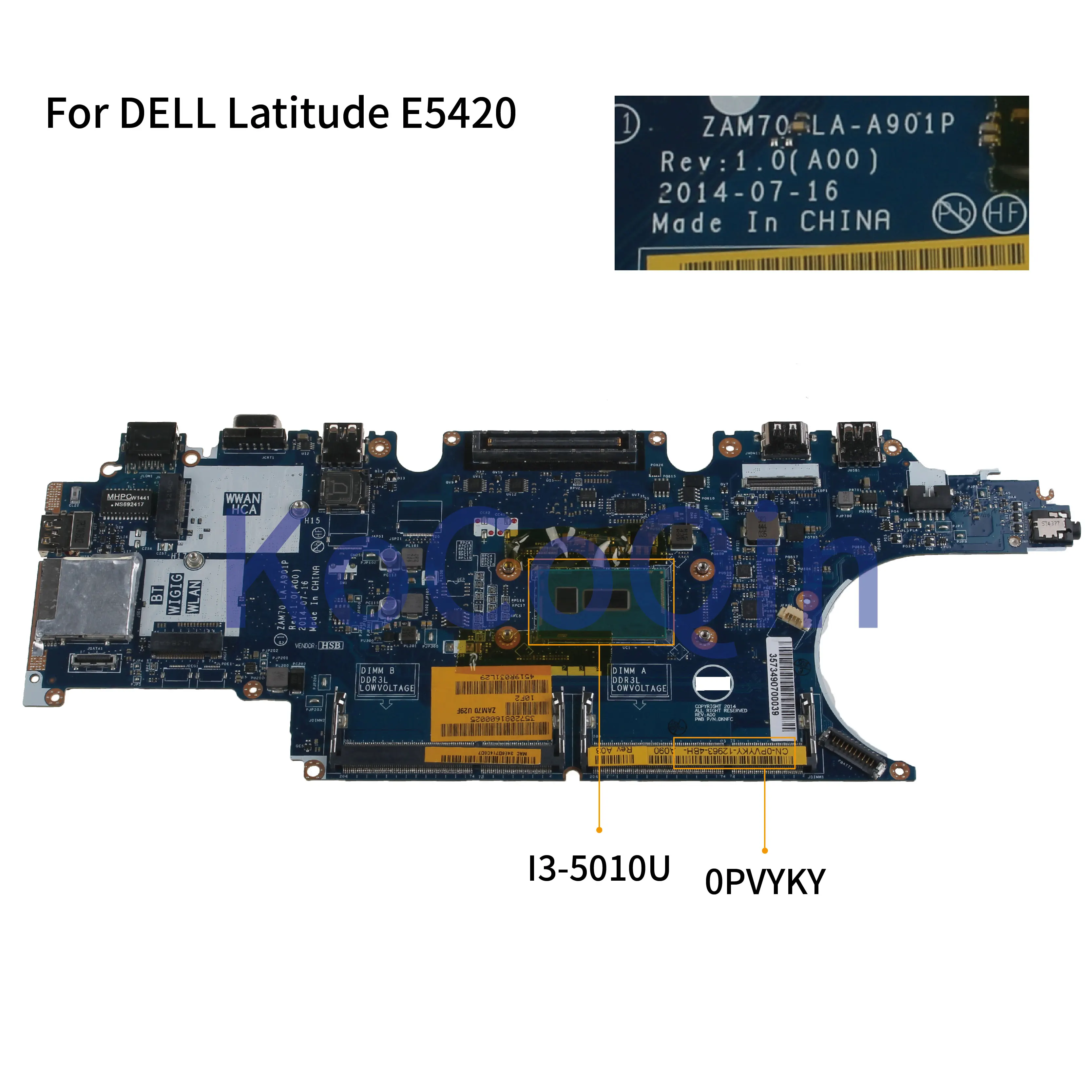 KoCoQin ноутбук материнская плата для Dell Latitude E5450 0PVYKY CN-0PVYKY I3-5010U Процессор HM65 ZAM70 LA-A901P материнская плата дальнейшему улучшению качества нашей работы