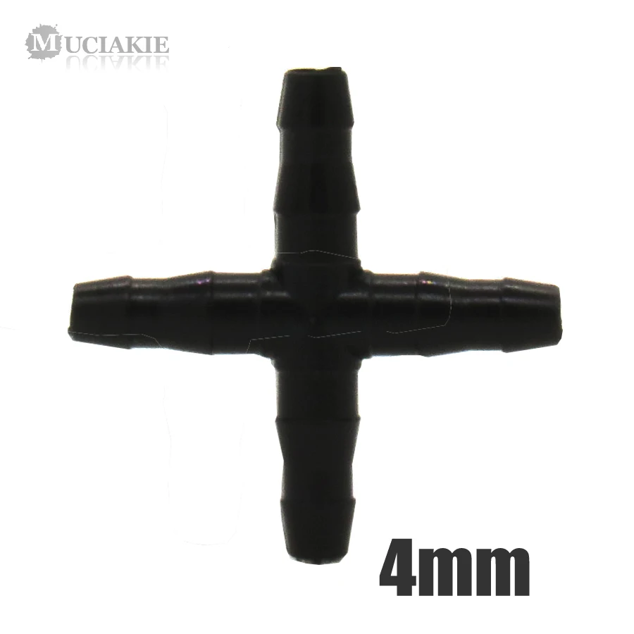 

MUCIAKIE 10PCS 1/4'' Barb Cross Barbed Connector for 4mm Micro Tubing for 4/7mm PVC Hose Garden Irrigation Hose Joint Adapter