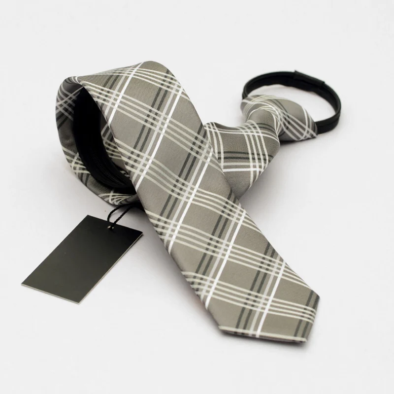 2019 New 6cm Zipper Ties for Men Fashion Slim Zipper Neck Ties Grey