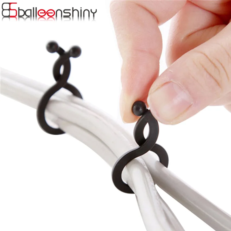 

BalleenShiny 1 Pack Adjustable Plastic Desktop USB Home Office Data Management Winder Clip Device Line Cable Holder Organizer