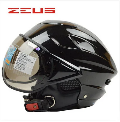 Мода ZEUS 125B ABS Половина лица мотоциклетный шлем шлемы модные летние электронные велосипедные шлемы УФ Персонализированные - Цвет: Bright black