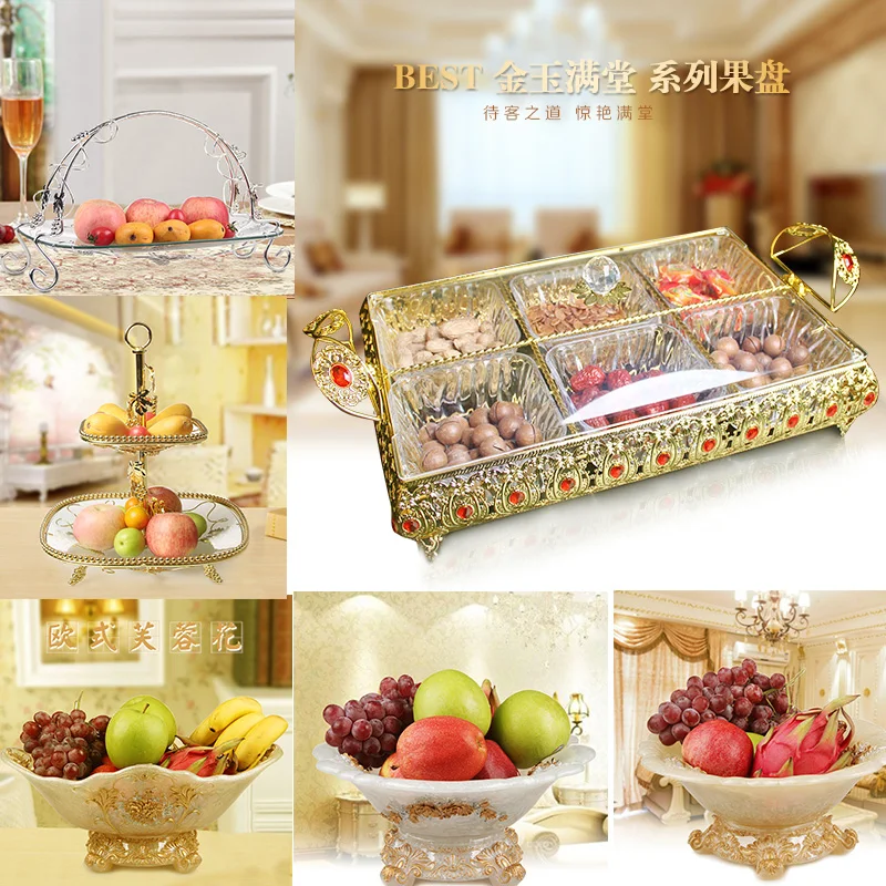 US $101.47 European dry fruit plate with lattice cover beautiful candy box transparent melon seeds snacks fruit home wedding