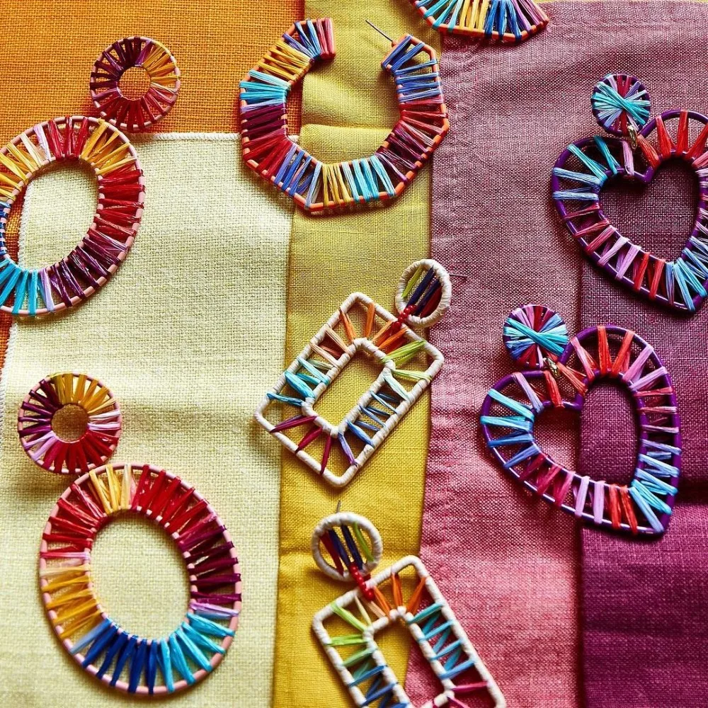 

Vedawas Niche Rainbow Big Statement Earrings Women Boheo Hand Woven Drop Dangle Earrings Girls Wedding Party Jewelry INS XG2804