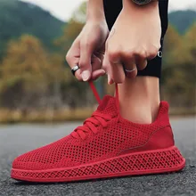 2018 Summer Red Men's Shoes Comfortable Breathable Mesh Sports Shoes Outdoor Marathon Running Shoes High Quality Men's Sneakers