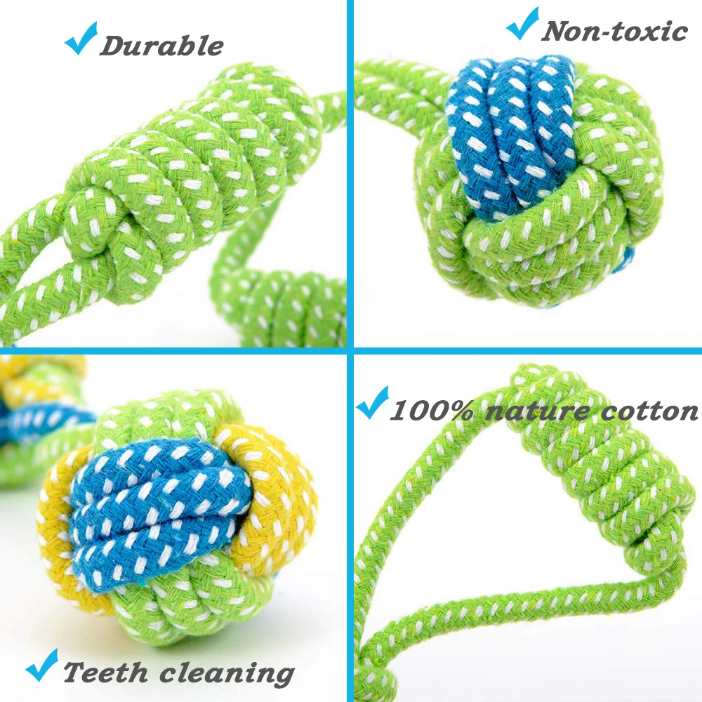 Dog Toys Rope Ball Toy for Small Medium Dogs Outdoor Training Teeth Cleaning Tug Interactive Knot Rope TY0078