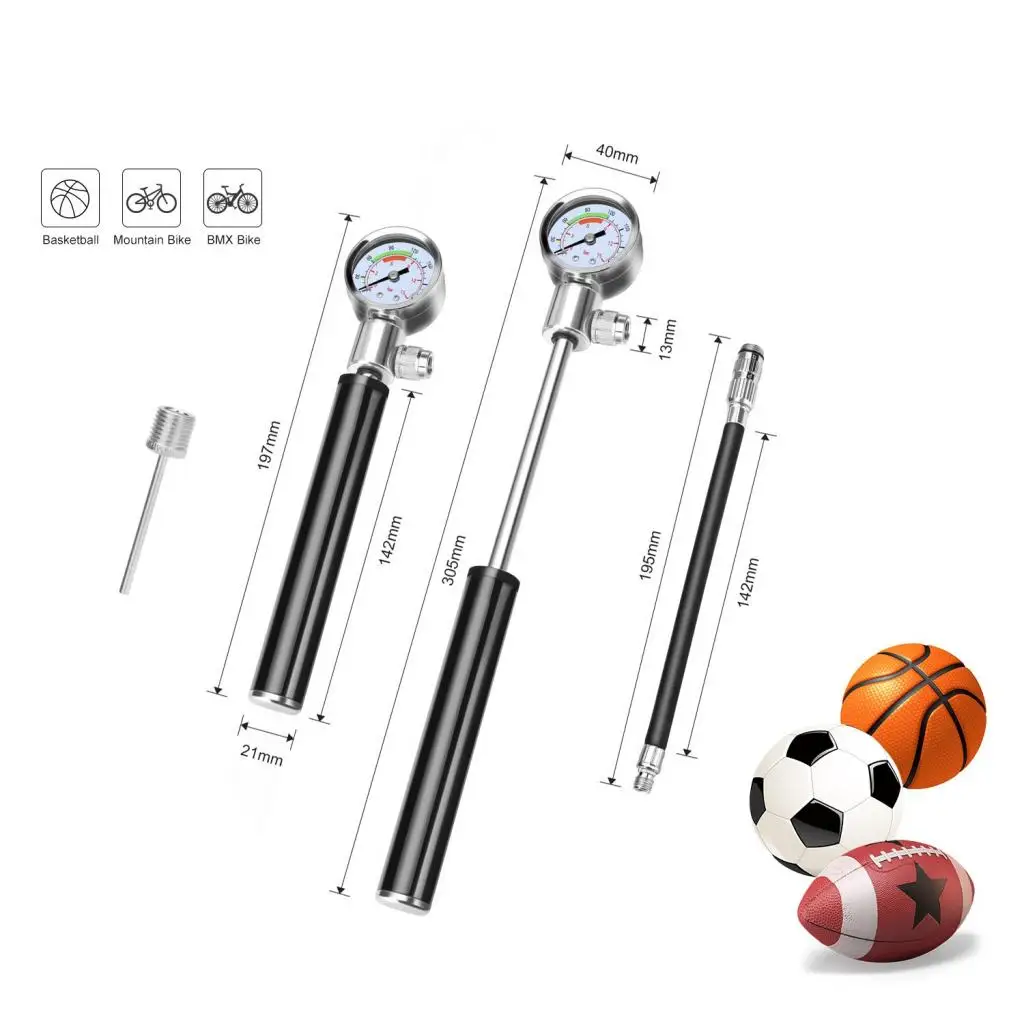 Bike Cycling 16 in 1 Multi Hex Spoke Wrench Screwdriver Bicycle Tire Repair Tools Kit Set Tyre Air Pump Inflator with Gauge
