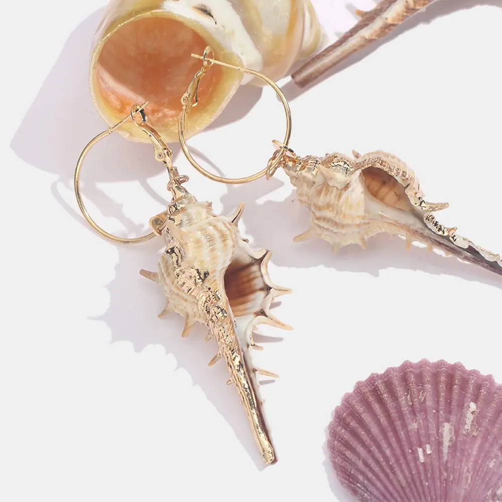 JUST FEEL New Conch Shell Dangle Earrings for Women Summer Bohemian Unique For Wedding Party Drop Statement Earring Jewelry JUST FEEL New Conch Shell Dangle Earrings for Women Summer Bohemian Unique For Wedding Party Drop Statement Earring Jewelry