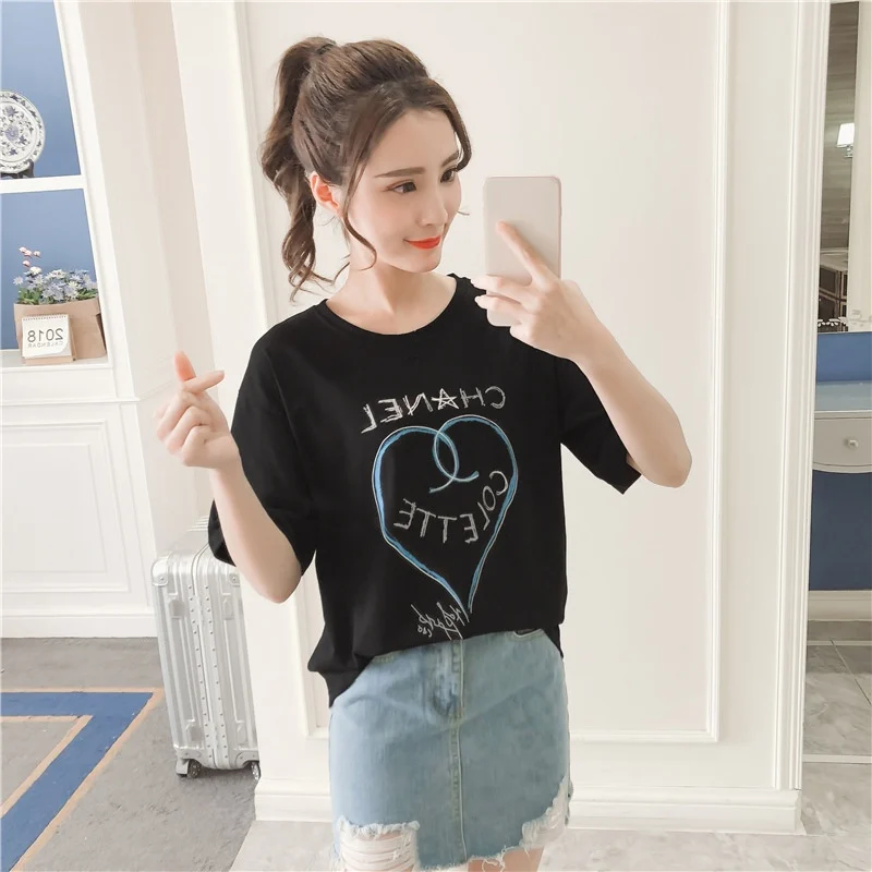 Aliexpress.com : Buy Korean Loose Women Printed T shirts Short Sleeved ...