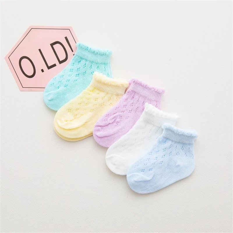 

5 pairs / lot Thin summer baby girls kids toddler white pink cotton lace mesh socks children's ankle short sock Breathable