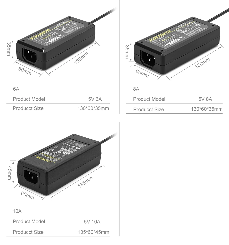 5V WS2812B светодиодный Питание 1A/2A/3A/6A/8A/10A адаптер переключения SK6812 LPD8806 WS2801 WS2811 Светодиодные ленты светильник