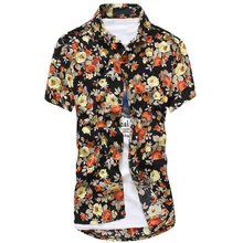 Мужские летние рубашки с цветочным принтом удобная повседневная одежда рубашки новая весенняя мужская верхняя одежда с коротким рукавом тонкие рубашки уличная одежда для мужчин Размер 3XL