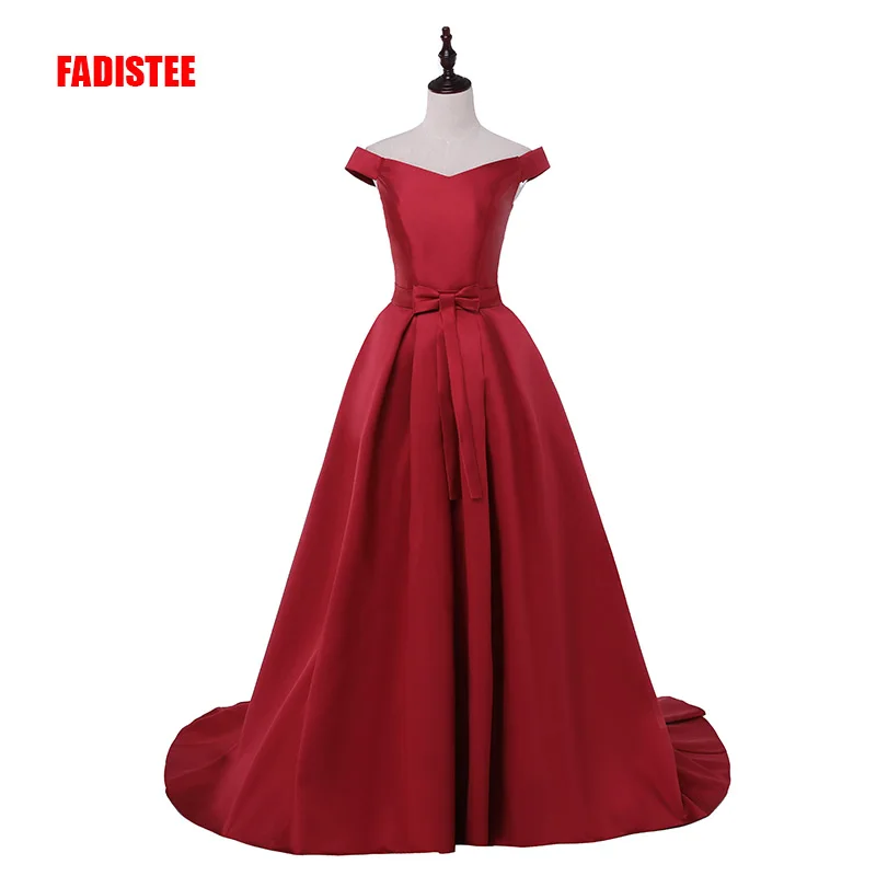 FADISTEE New arrival party evening dresses Long dress Vestido de Festa A-line bow satin gown V-opening back style dress FADISTEE New arrival party evening dresses Long dress Vestido de Festa A-line bow satin gown V-opening back style dress