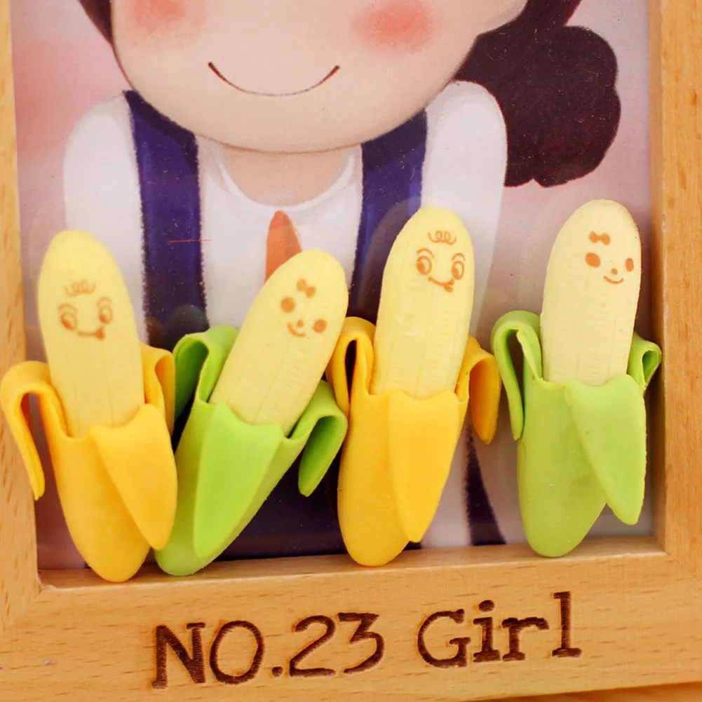 1Pcs Banana Expression Eraser Fruits Eraser Lovely Fruit Shape Mini