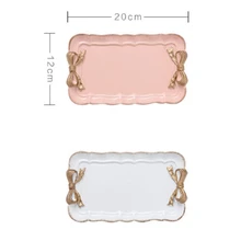 2 шт., европейский стиль, бант, для хранения торта, для косметики, органайзер, десертная тарелка, квадратный декоративный поддон, для кухни, многофункциональное хранилище