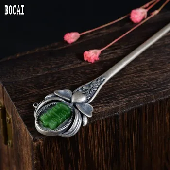 

100% real S925 silver vintage craft women's models inlaid natural stone hi word pansy silver scorpion
