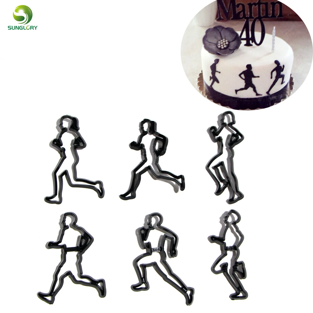 

6PCS/SET Running Theme Cookie Cutter Plastic Run Sports Fondant Biscuit Mold Cutter Sugarcraft Cake Mold Cake Decorating Tools