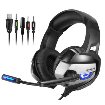 

K5 Gaming Headset Gamer Casque Deep Bass Gaming Headphones for PS4 Computer PC Laptop Notebook with Microphone LED Light