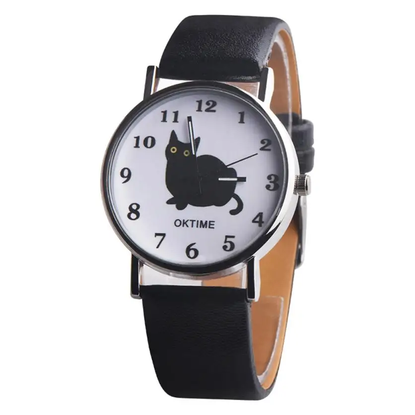 

Watches Woman Cute Cat Pattern Quartz Wristwatches Luxury Brand Fashional Leather Montre Femme Watch relogio feminino