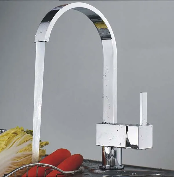 Hot Brass Kitchen Faucet for Sink or Basin Single Handle Single Hole Hot and Cold Mixer