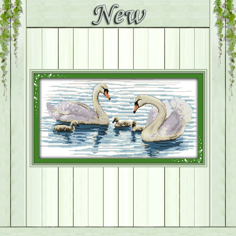 

White swan love scenery decor paintings Counted Printed on canvas DMC 14CT 11CT DIY Cross Stitch Needlework Kits Embroidery Sets