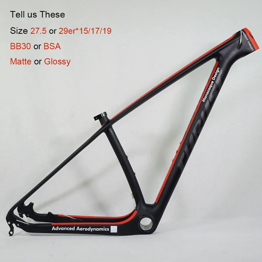 THHRUST углерода mtb рама 29er T1000 рама карбоновая для горного велосипеда 29er 27,5 руль для велосипеда, углеродный рама 15 17 19 дюймов 7 цветов - Цвет: red