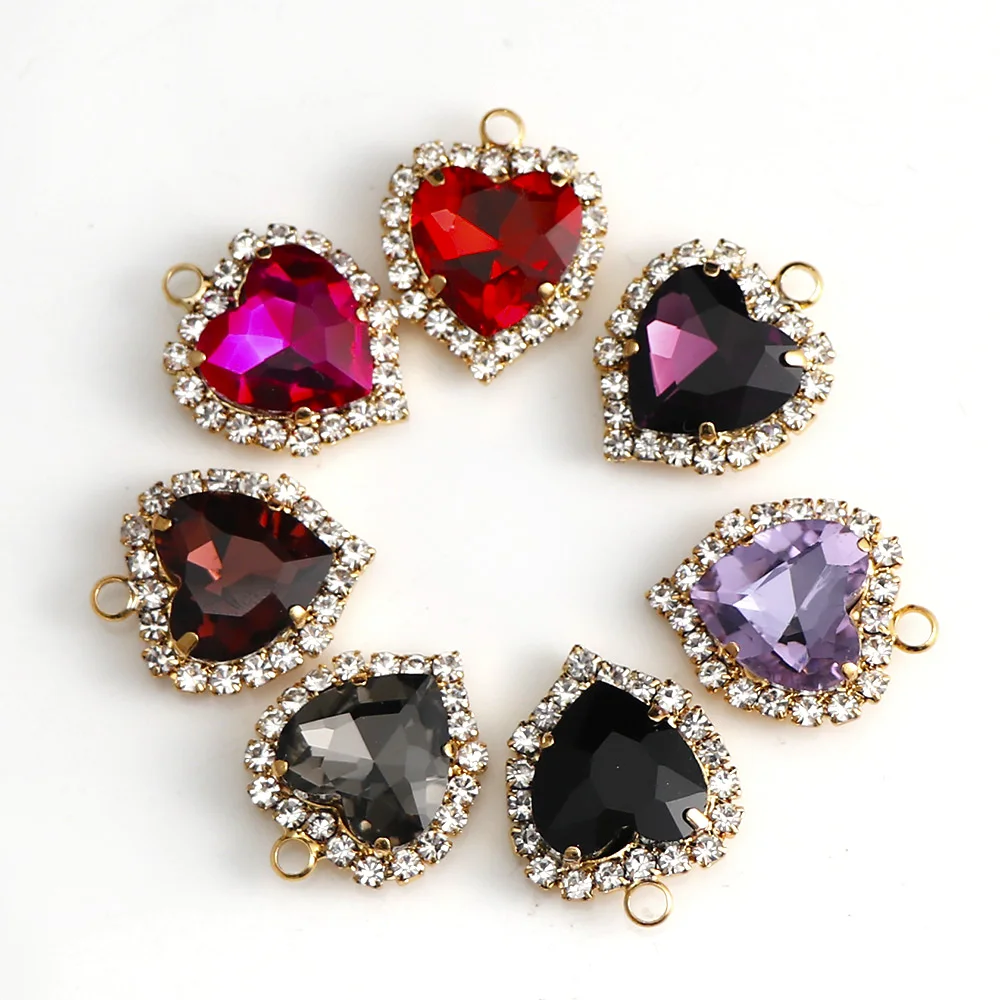 

Heart Shape Shine Crystal Sewing Rhinestones For Clothes Dress Flower Loose Decorative Rhinestone Glass Rhinestones With Claw