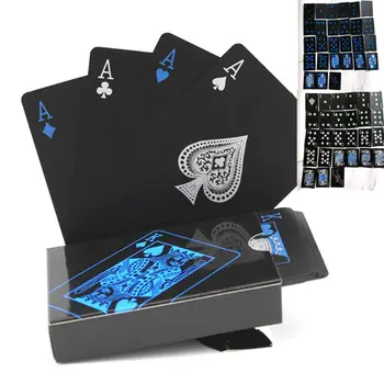 

Waterproof Plastic Poker Playing Cards, Black PVC Poker Table Cards Classic Magic Tricks Tool Deck (54pcs)