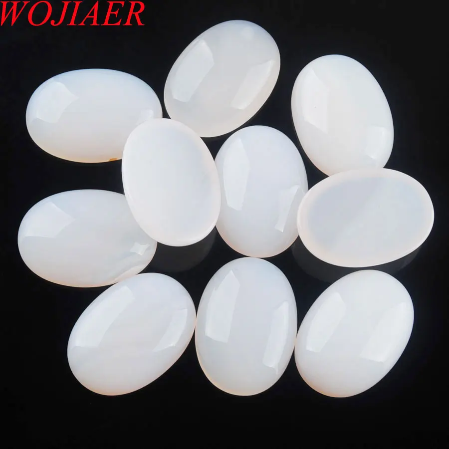 

WOJIAER Natural White Agates Gem Stones Oval Cabochon CAB No Drill Hole 18x25x7mm Jewelry Making 5PCS PU3124