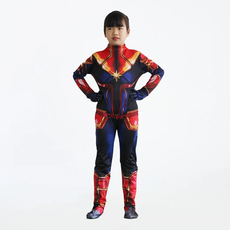 

2019 New Girls Captain Costume Children Superhero Ms Carol Danvers Bodysuit Jumpsuit Kids and Adult Cosplay Party family Dress