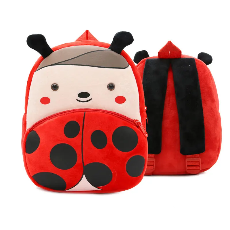 Детские рюкзаки с животными, плюшевые мягкие игрушки, школьная сумка для мальчиков и девочек, мультяшный единорог, Лев, кот, рюкзак на плечо, детские милые сумки кавайные - Цвет: Ladybug