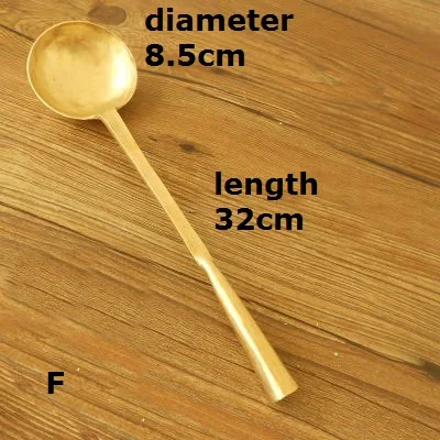 Чистая медь дуршлаг лопатка ложка посуда ручной работы столовая ложка кухня - Цвет: F