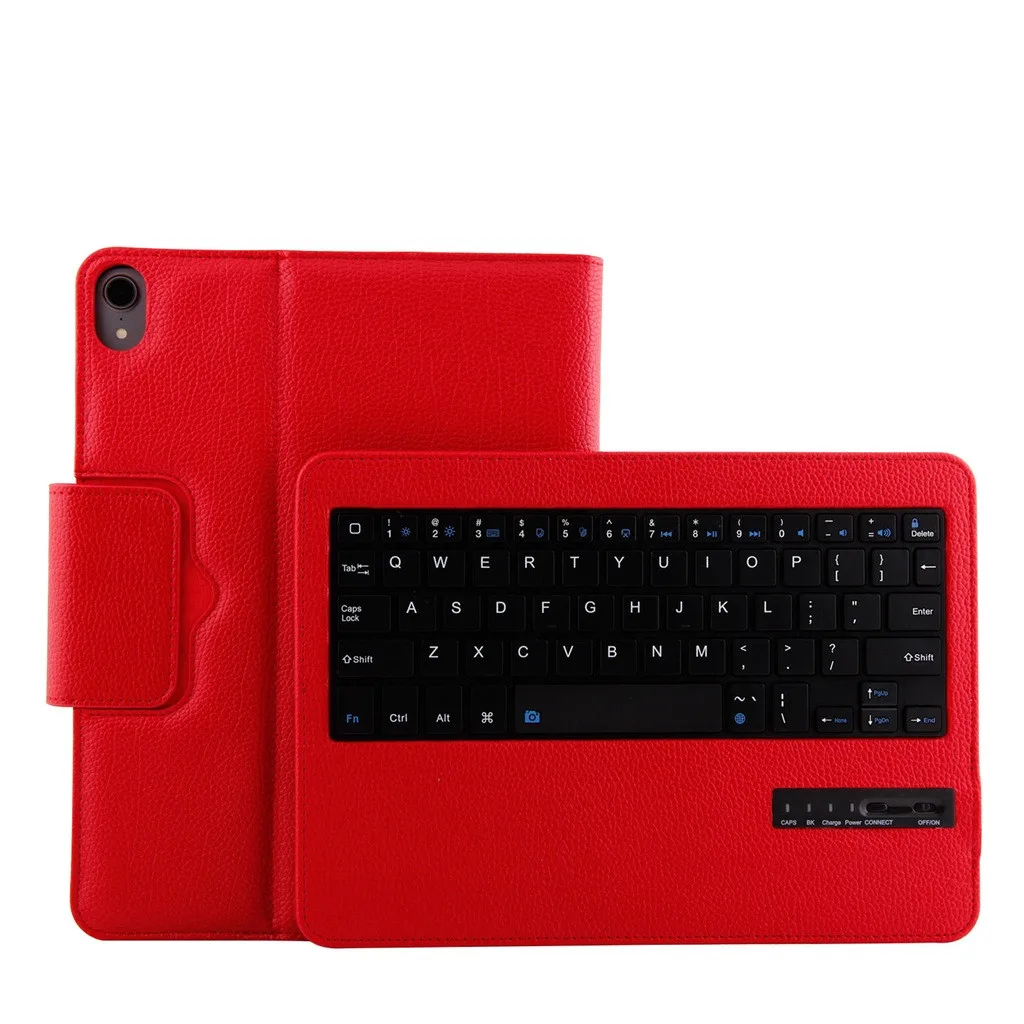 RD Чехол VOBERRY для iPad Pro, 11 дюймов, кожный кронштейн+ Съемная Беспроводная Bluetooth клавиатура - Цвет: RD