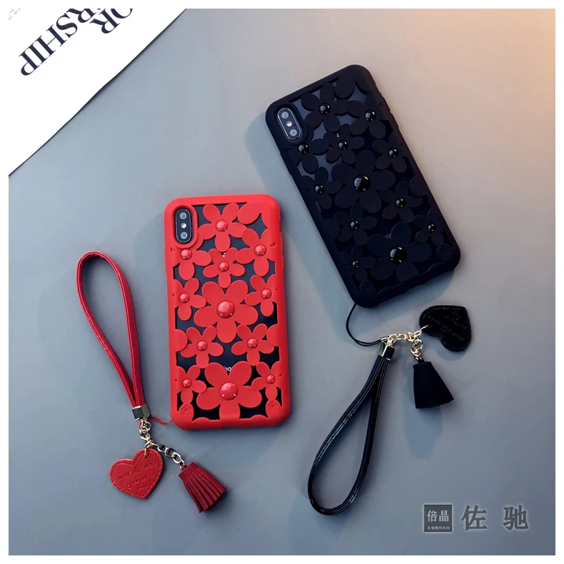 

Fashion Emboss Hollow Rose Red Matte Phone Cover Case For Iphone X Xs Max Xr 10 8 7 6 6s Plus Luxury Soft Silicone Coque Fundas