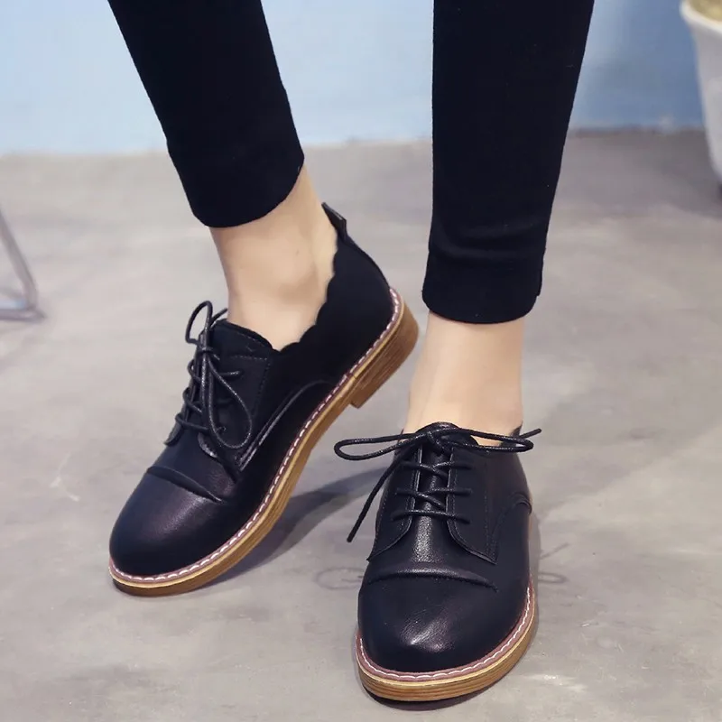 Однотонные черные кожаные туфли-оксфорды; женская повседневная обувь с оборками; женская обувь на плоской подошве; женская обувь на платформе со шнуровкой; эспадрильи