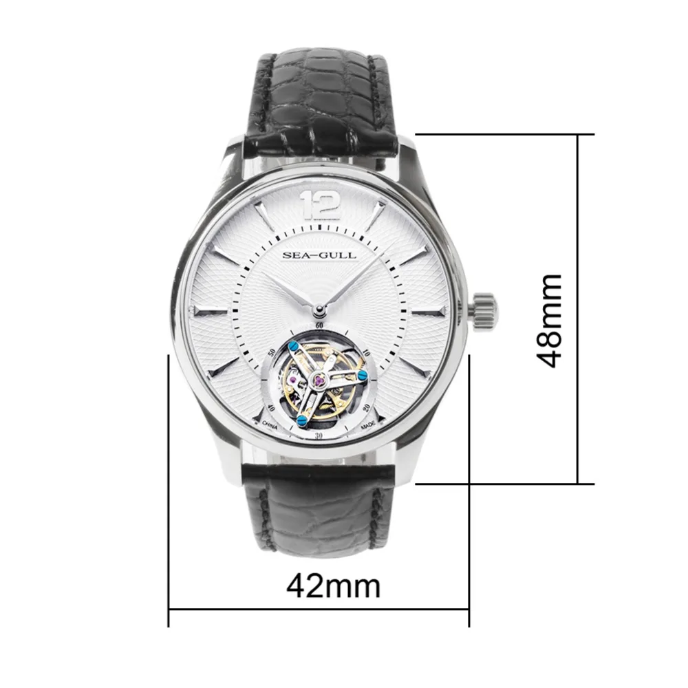 Seagull ST8240W Tourbillon "Letter" Серия Guilloche часы ручной ветер кожа аллигатора механические мужские часы 818.17.8810